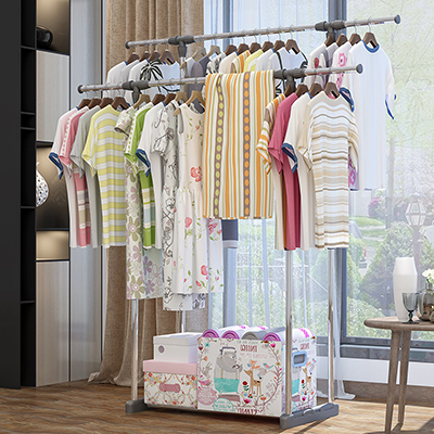 晾衣架落地卧室折叠室内简易衣帽架阳台挂衣架杆式家用晒衣架子