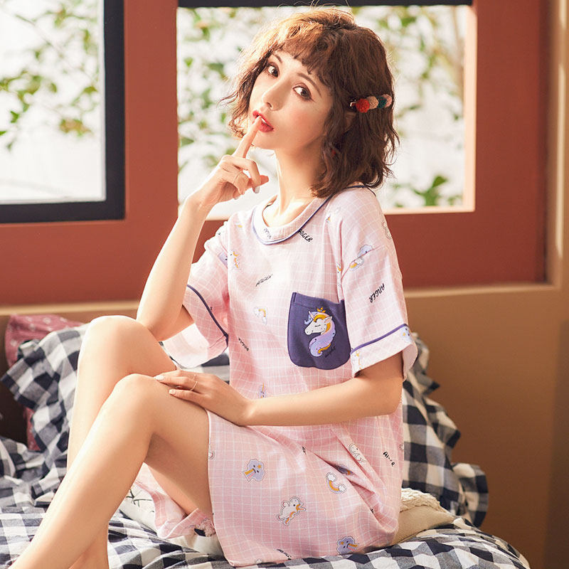 俞兆林睡裙女士棉质短袖夏季中款可外穿少女公主风清新可爱家居服