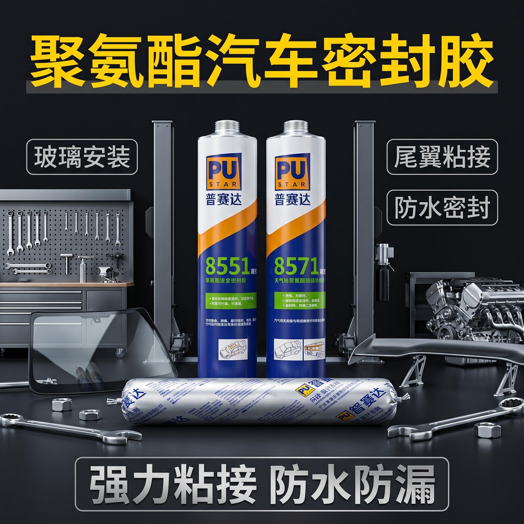 普赛达8551钣金胶8571可上漆环保型汽车沙板车厢焊缝防水密封胶图片