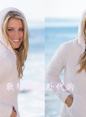 代购Barefoot Dreams软绵绵连帽针织衫小清新卫衣女外套短款修身