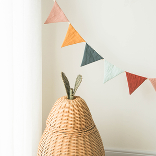 三角旗儿童房幼儿园宝宝生日布置纯棉彩旗网红民宿派对装饰旗子