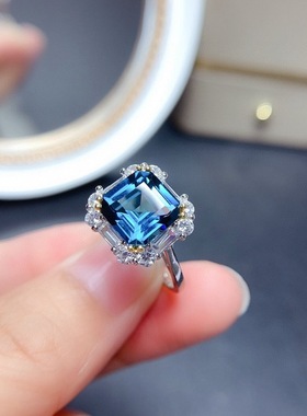 欧美高端珠宝女士时尚仿真蓝宝石公主方硞石镶钻分镀金吊坠项链