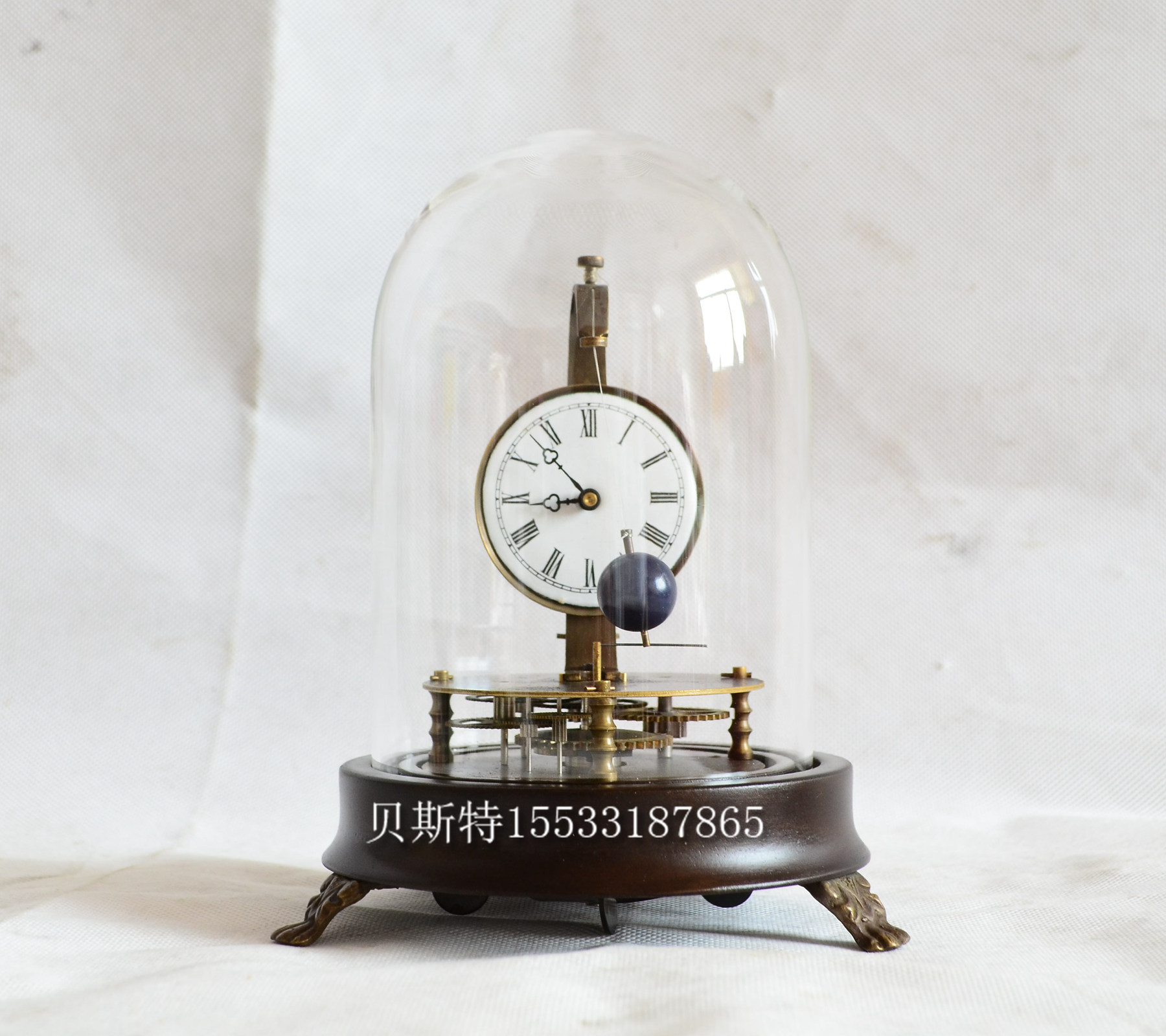 绕球骨架钟表仿古机械玻璃罩透视齿轮骨架座钟趣味动态家居创意钟