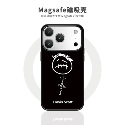 潮牌Travis Scott鬼脸iphone17pro手机壳适用苹果12/13/14/15/16/Plus/Pro/Max磁吸防摔磨砂新款个性男保护套