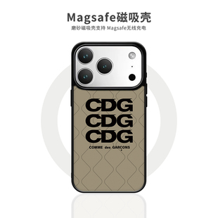 欧美潮牌CDG字母苹果17pro手机壳磁吸适用iphone16promax个性防摔13新款高级感15pro小众情侣保护套14promax
