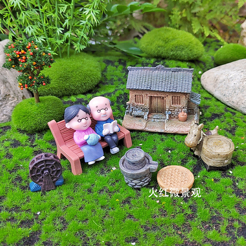 中式微景观仿真迷你农具石磨锄头蓑衣水井簸箕筐摆件沙盘盆景造景,家居饰品,装饰摆件,淘宝优惠券,粉丝福利购,淘宝优惠卷