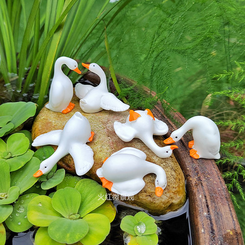 可爱大白鹅微景观摆件