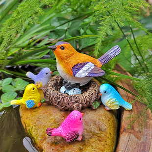 仿真小鸟摆件喜鹊花园阳台庭院花盆园林鱼池假山植物盆景造景装饰