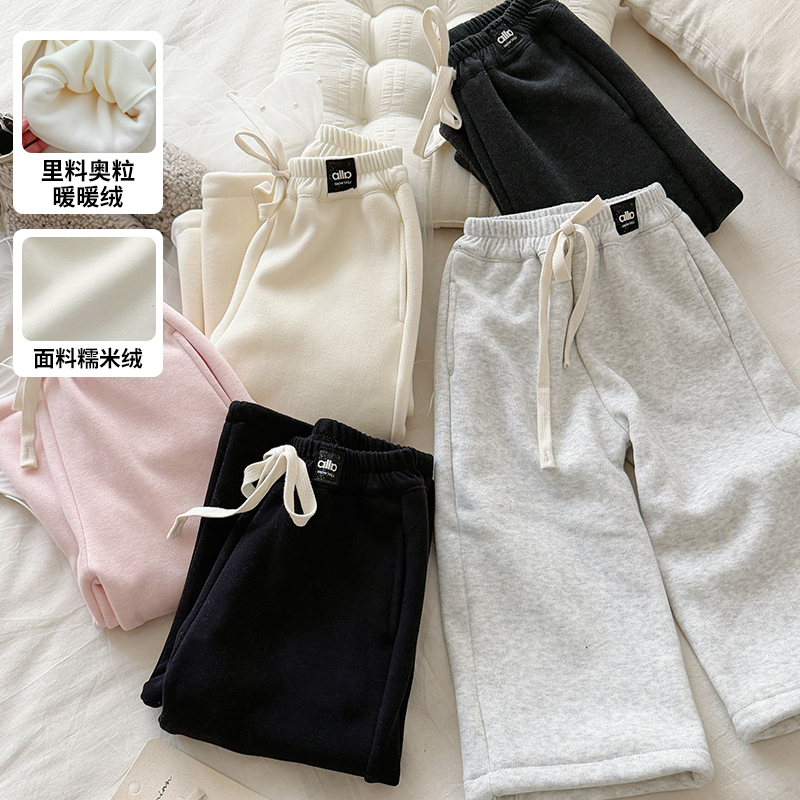 糯米防羊绒女童冬款加绒加厚卫裤
