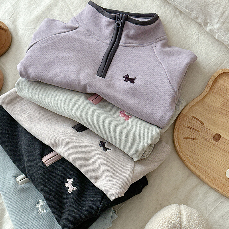 橘子家orange童装350克百搭刺绣抱抱衣2025女童冬款新款加绒卫衣