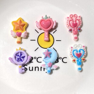 美少女魔法棒卡通diy树脂小配件手工奶油胶发夹配饰贴片材料批发