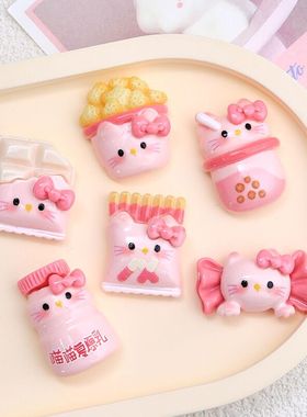 可爱零食猫咪树脂配件diy饰品卡通发夹手机壳洞洞鞋扣装饰配件