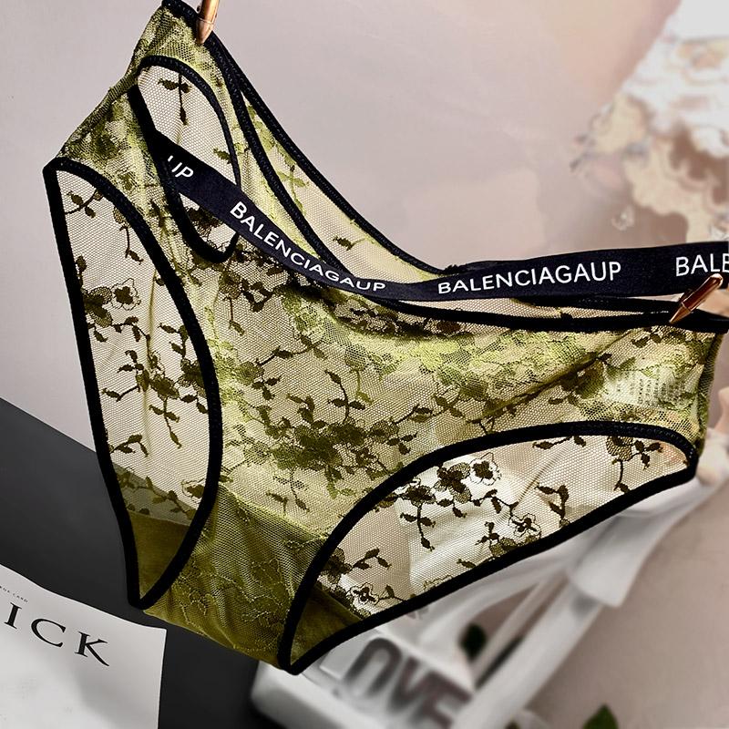 中低腰字母绑带轻薄透气蕾丝内裤