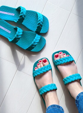 微瑕断码清巴西原产进口Ipanema扭花一字带防水外穿软弹平底拖鞋