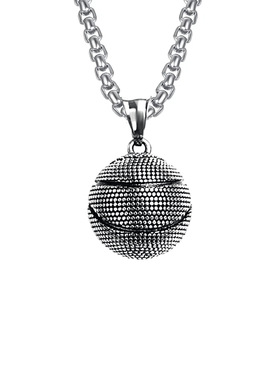 霸气时尚欧美跨境饰品时尚篮球吊坠不锈钢项链ins钛钢配饰男