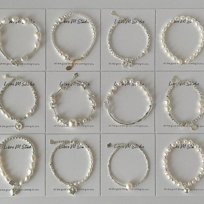 天然不规则珍珠s925纯银手链女串珠碎银子冷淡风小众气质百搭饰品