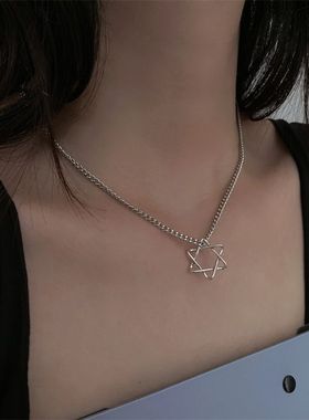 六芒星项链韩版网红女气质简约时尚五角星锁骨链潮复古星星