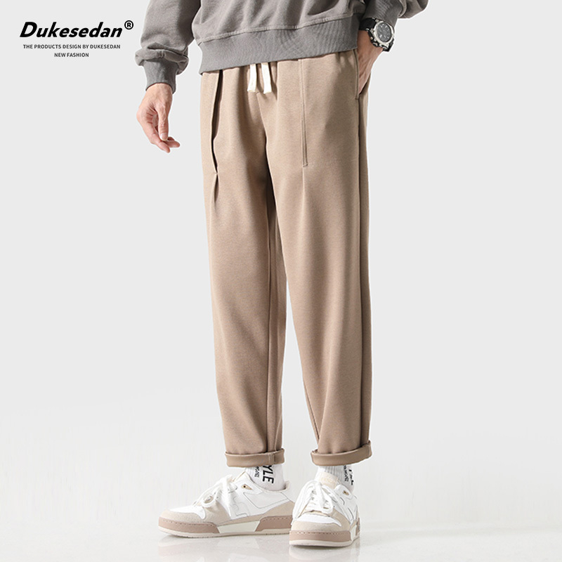 抽绳微哈伦休闲长裤男直筒宽松