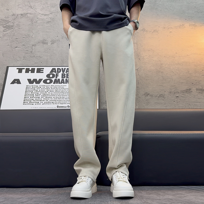 立体剪裁男士休闲裤春夏宽松香蕉裤垂感阔腿弯刀卫裤拖地裤直筒裤