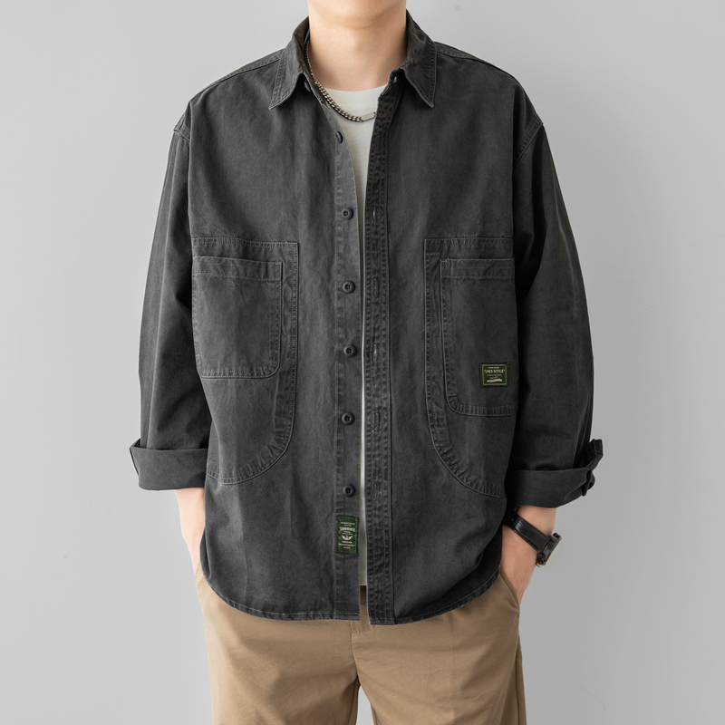 工装外套男款宽松翻领夹克男士