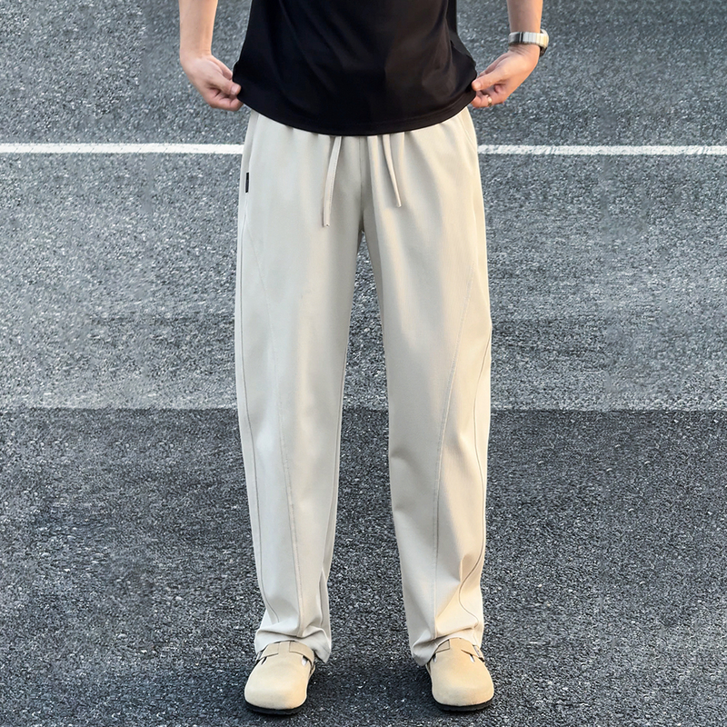 羽灰冰丝美式高街弯刀裤子男款宽松运动阔腿休闲直筒休闲裤男款