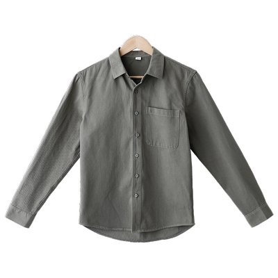 长袖衬衫男宽松纯棉刺绣休闲衬衣