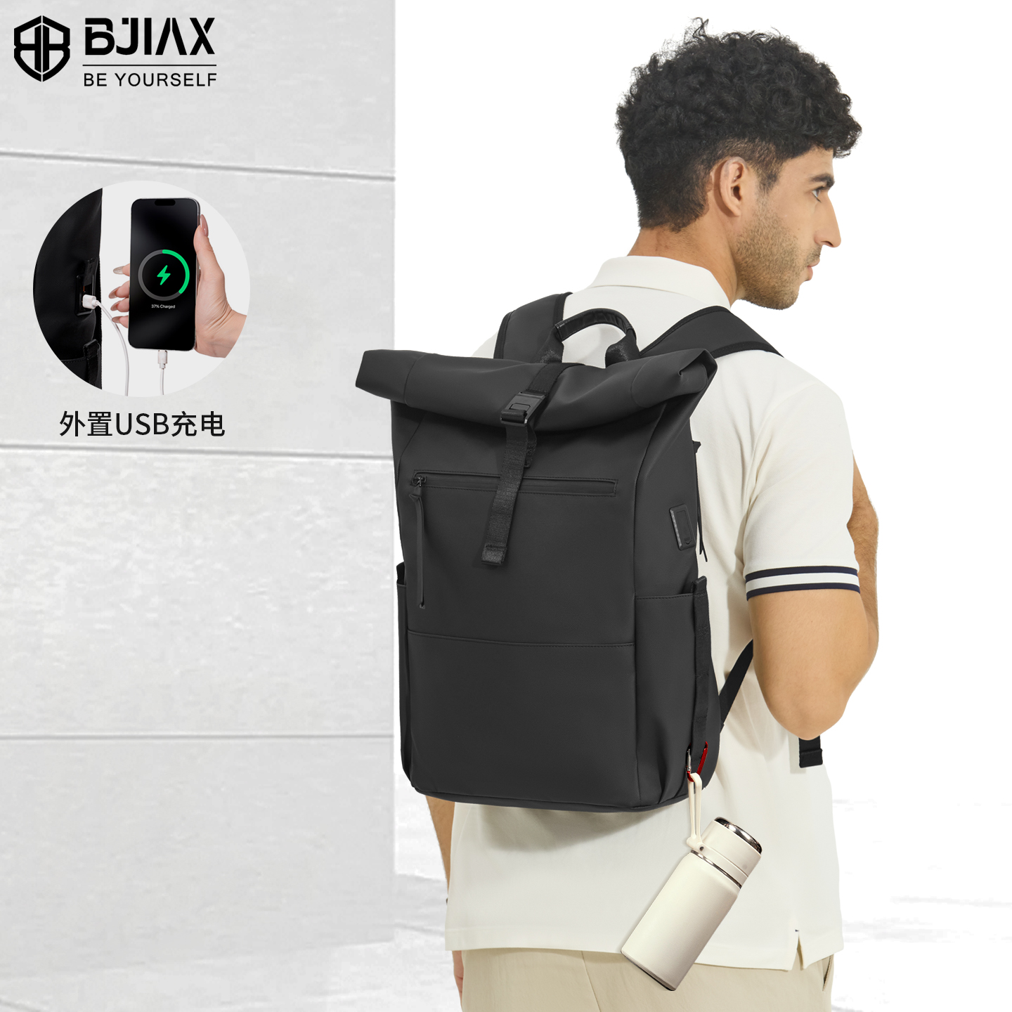 可扩容8L-大容量双肩背包防泼水