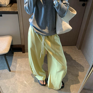 天丝棉混纺立裁分割弯刀剪裁拼接腰休闲裤 穿搭 休闲裤 软fufu