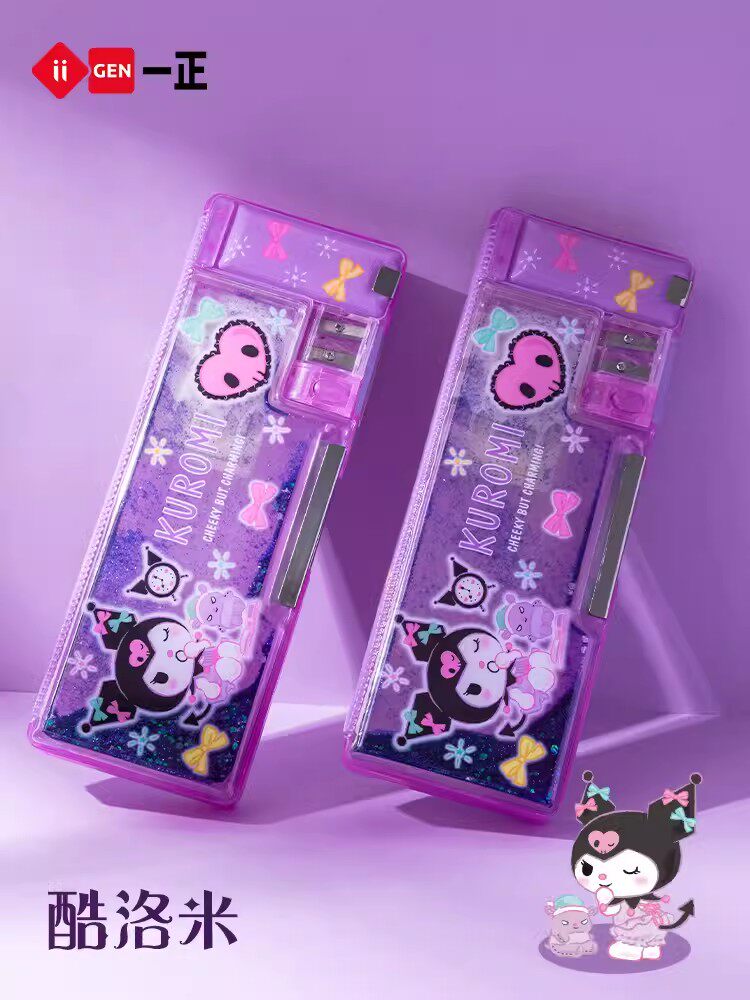 SANRIO QUICKSAND 초등학생을위한 편지지 상자 유치원 KUROMI 멜로디 계피 개 여성용 다기능 연필 상자