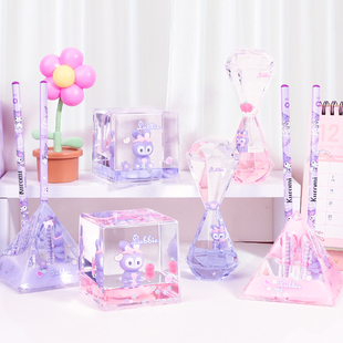 创意可爱紫星兔入油小摆件治愈解压油漏油滴沙漏生日礼物儿童少女
