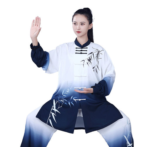 宏极高档印花太极服女春秋新款表演服晨练服武术太极拳练功服工厂