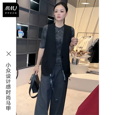 欧货高品质后背蕾丝拼接气质马甲