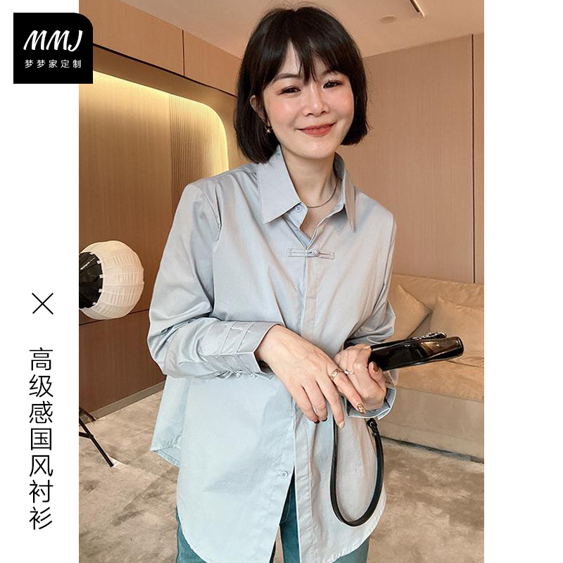 新中式国风盘扣衬衫女新款复古设计感超好看气质休闲宽松衬衣小衫