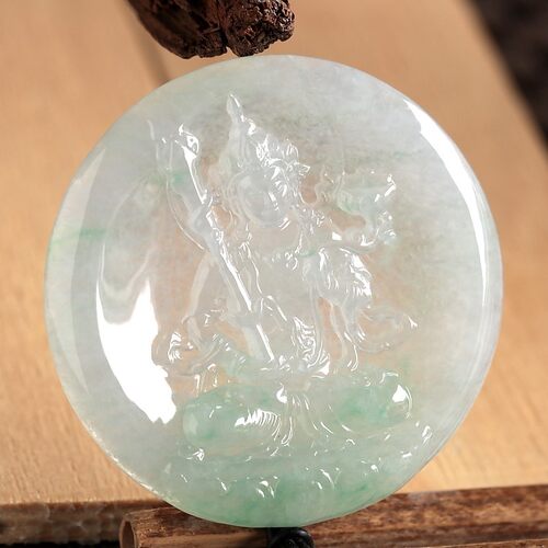 正品天然玉石翡翠A货冰糯种飘花虚空藏吊坠挂件22.37克