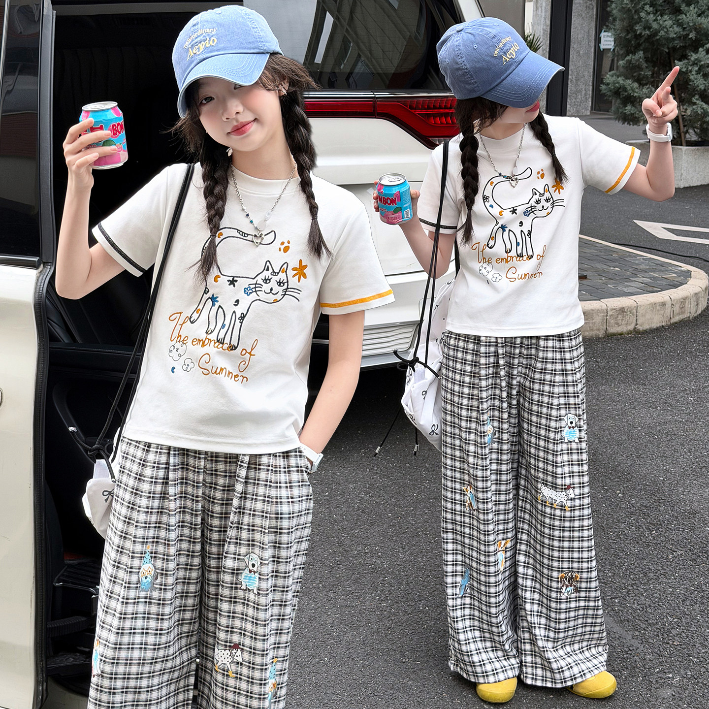 女童套装短袖纯棉t恤2026新款夏装9岁女孩超好看12岁初中生衣服潮