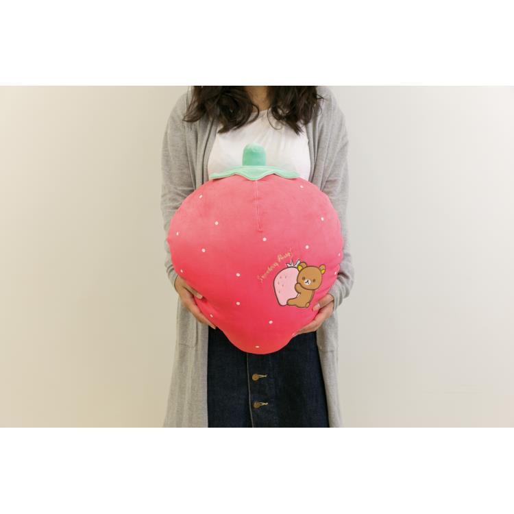 日本代购 3月新品 轻松熊 RILAKKUMA 草莓 毛绒玩具 靠枕 抱枕