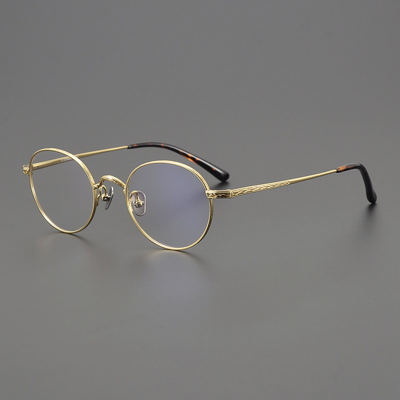 民国珍藏 风铃草雕花小框 小脸型纯钛眼镜架超轻 可配高度近视男