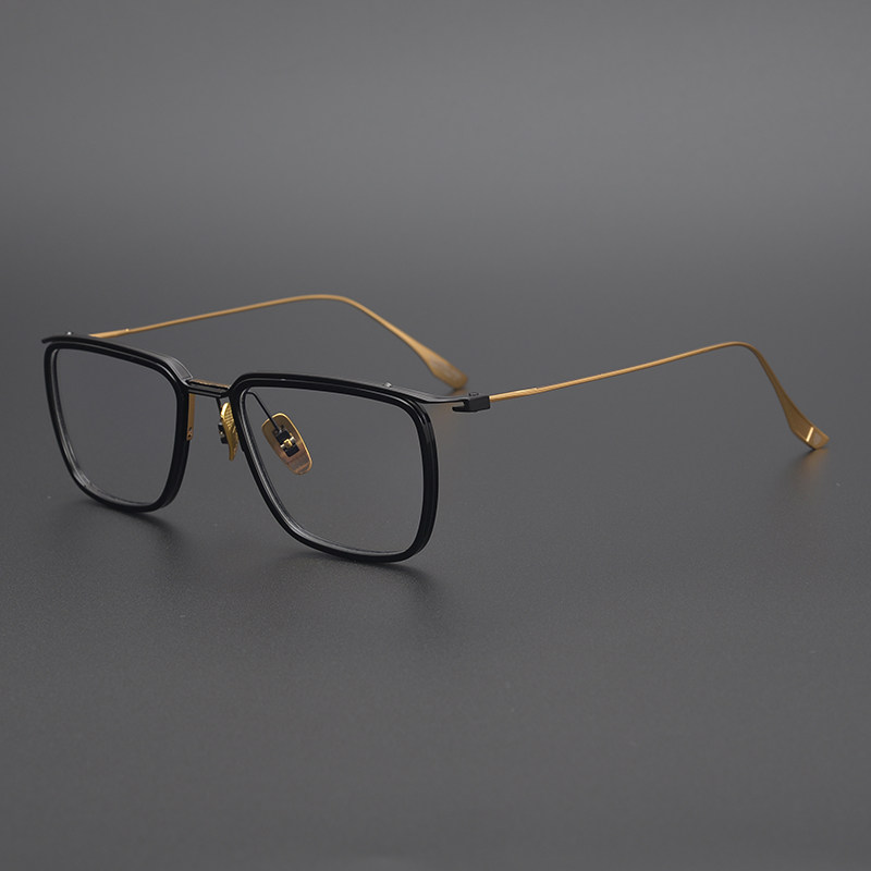 英伦硬派绅士风格方型粗框 手工宽脸眼镜男大脸镜架纯钛 坚固超轻