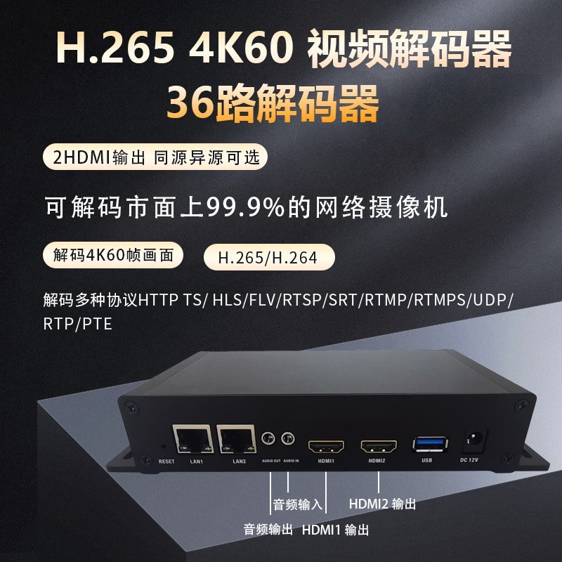 全新4K60器网络摄像机h.265 hdmi 视频36路器SRT包顺丰