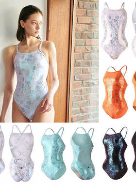 JKUSS韩国正品进口连体泳衣女专业训练细带时尚小银鱼月光游泳衣