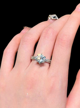 人鱼公主皇冠宝石戒指 帕帕拉恰 镀18K金 星河大克拉锆石戒指叠戴