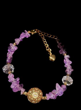 古法金色 宝相花丝吉祥葫芦福禄项链 新中式紫水晶金刚杵手串