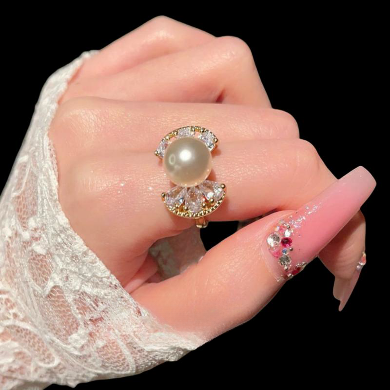 人鱼泪 光芒宝石珍珠流苏耳环 大溪地 深海贝珠蝴蝶结锆石 戒指