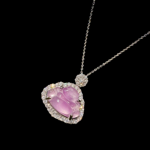 新中式 马达加斯加紫玉髓佛公项链 幂幂同款 巴西绿玉髓佛公项链