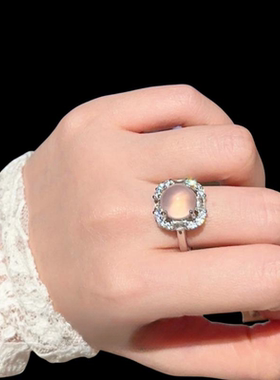 巴西帝王紫玉髓 戒指 水灵水灵 镀18K金 冰透荔枝冻蛋形锆石戒指