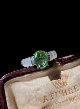 马尔代夫绿贝壳宝石戒指 水灵水灵 镀18K金 贵妃粉贝母锆石戒指