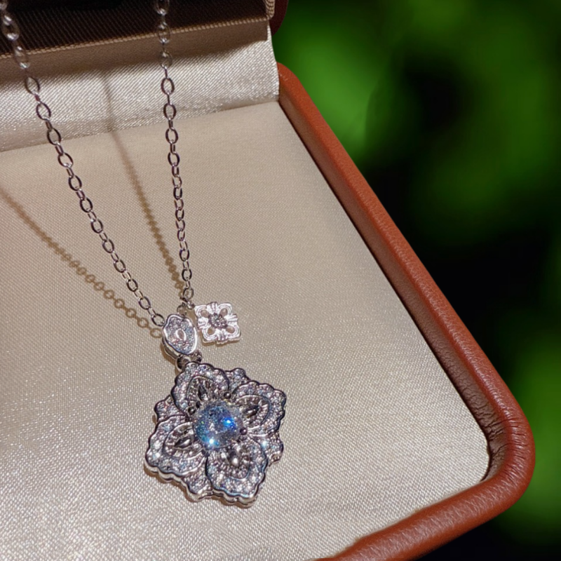 花丝鎏彩 仙女链7A天然白水晶小灯泡吊坠项链 新中式葫芦闪钻颈链