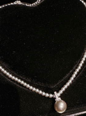 珠宝 澳白色小米珠奶瓶扣头珍珠项链 宴会高定王妃款皇冠贝珠颈链