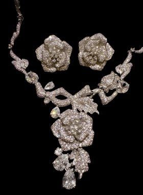 宴会旗袍礼服花朵红绿蓝黄耳环