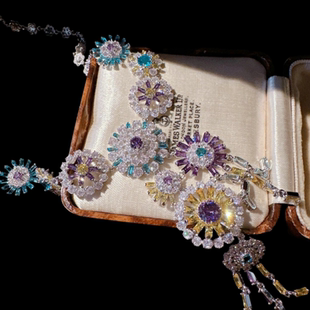 施普雷矢车菊宝石项链 艳彩橘钻 镀18K金 贵妇彩宝花朵锆石 耳环